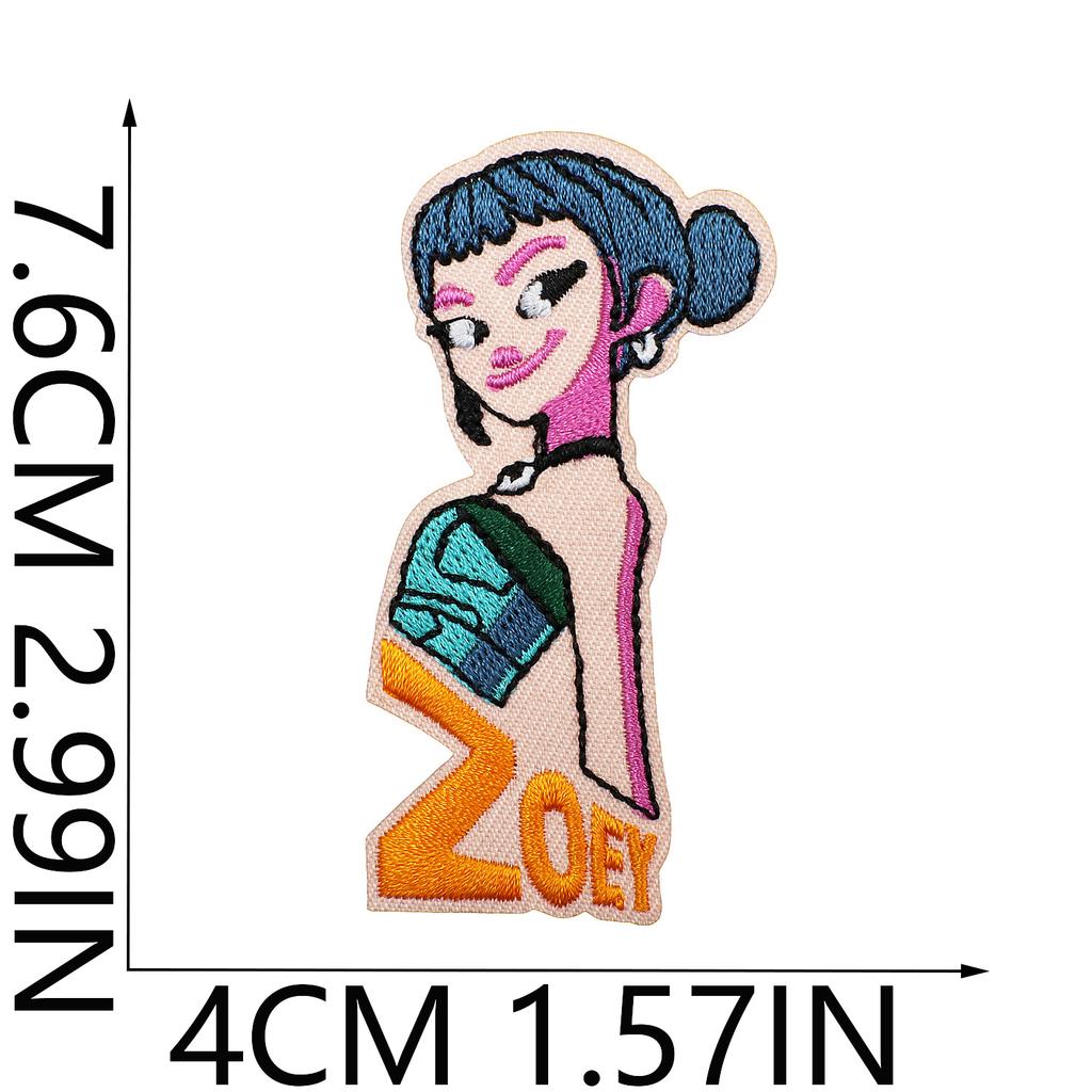 Cartoon Girl Embroidery Cloth Sticker Devil Computer Embroidery Label Colored Love Patch Sticker Blue And Black Crow Chapter Boy Ironing
