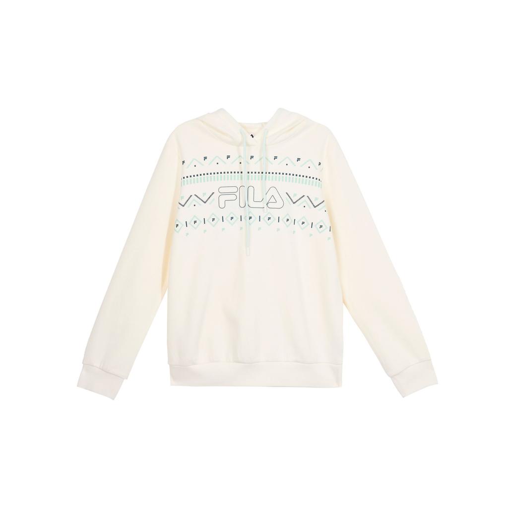 FILA Lettered Hooded Sweatshirt Women sweatshirts Mist-Lotus-White F11W344215FIV