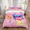 3pcs Stitch Printed Bedding Set, Breathable And Soft, Machine Washable, Christmas Gift Birthday Gift, Bedroom Decoration