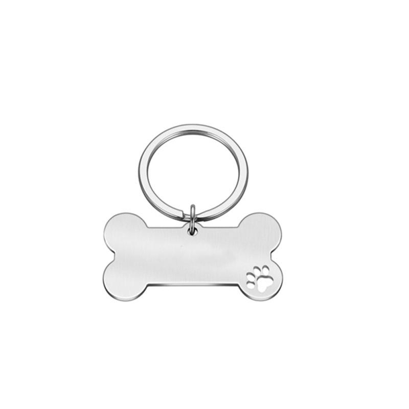 Hollowed Paw Shaped Collar  Pendant Engraved Dog Name Label Stainless Steel Shiny Puppies Tags
