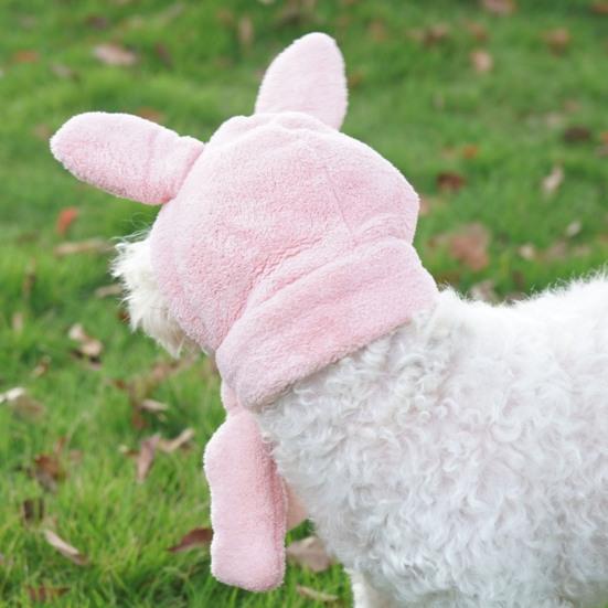 Comfortable Winter Dog Hat Scarf Coral Fleece Cat Headgear with Three-dimensional Ears Pet