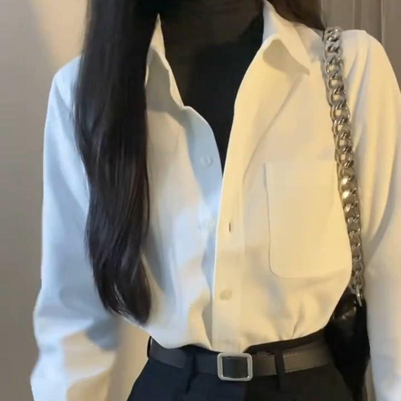 

Women s Spring/Summer Layered Loose Fit White Shirt - Professional Long Sleeve Top with Sun Protection Extra Large белый