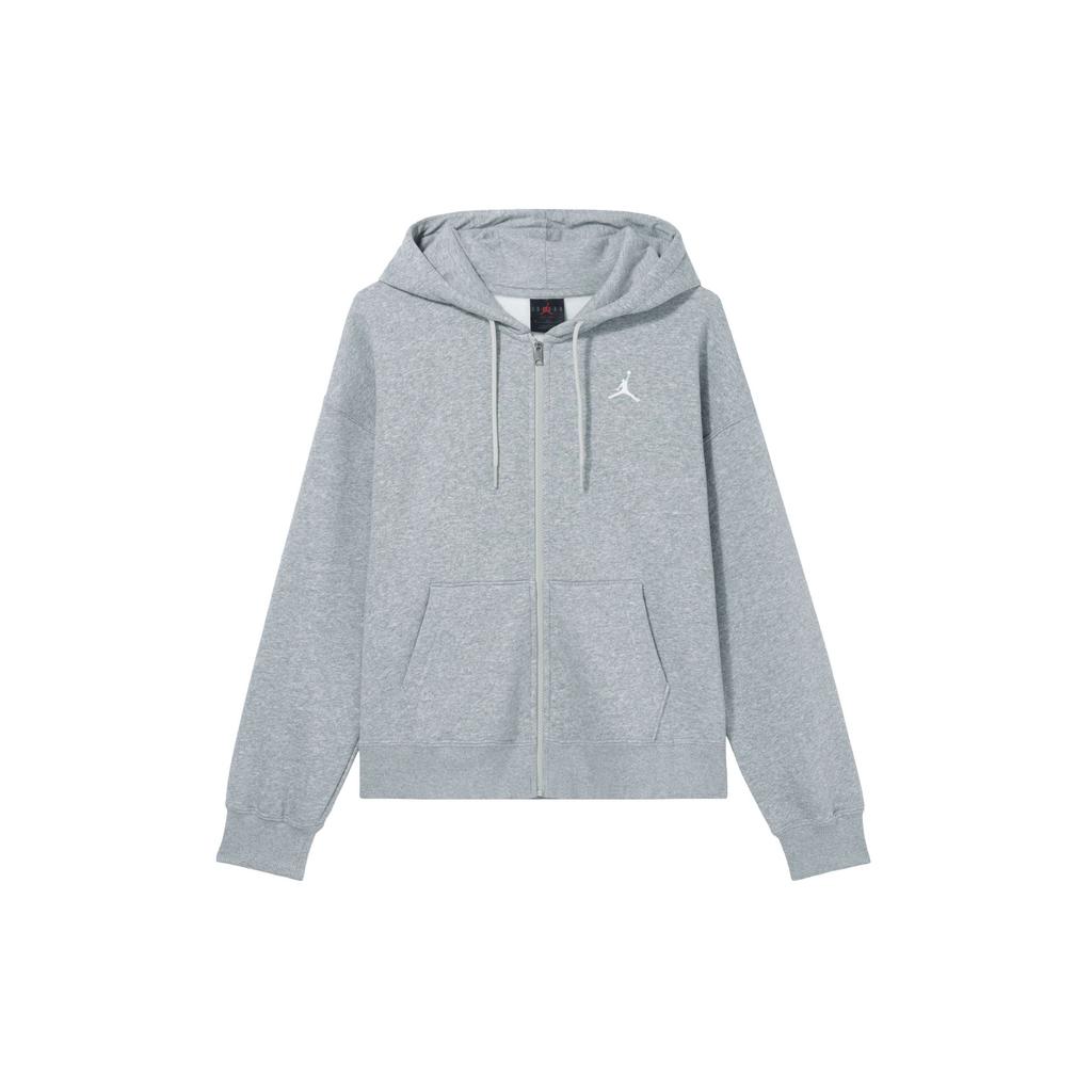 Jordan Solid Color Logo Hoodie With Long Sleeves Women Tops Grey FD7866-063