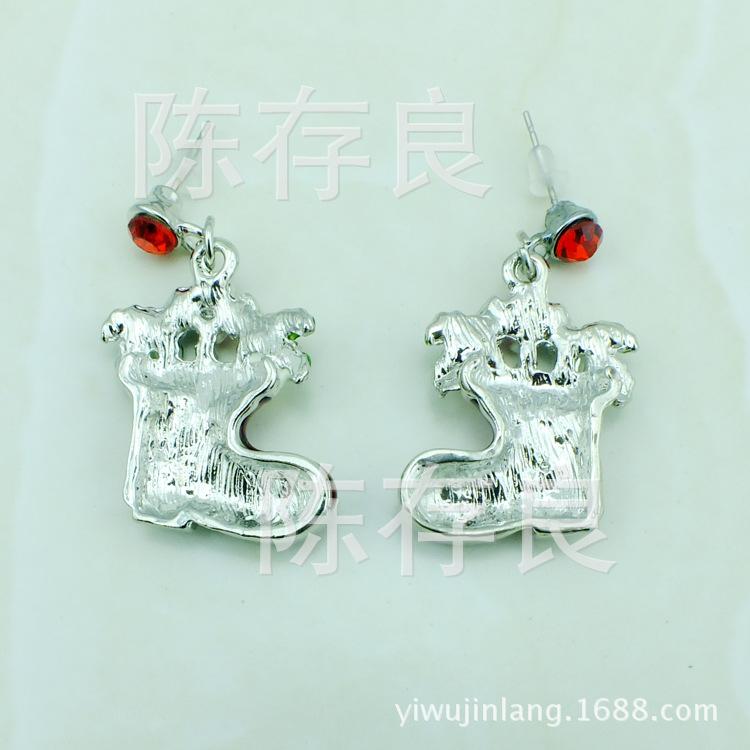 Red Enamel Christmas Earrings - European & American Fashion