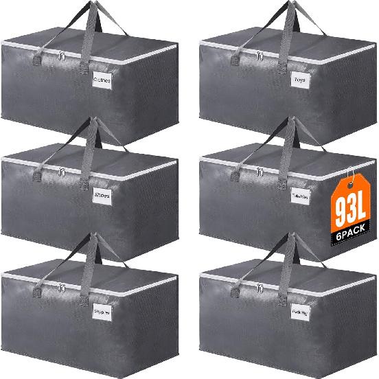 BlissTotes Large Moving Bags, Storage Bags with Zippers, Handles Moving Supplies with lids, Heavy Duty Totes for Storage Bags for Space Saving,