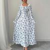 Spring Autumn Women's Party Evening Dress Fashion A-Line Casual Loose Floral Print Elegant Dresses Belt Maxi Bodycon Dress Women