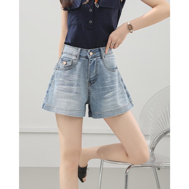 TERRE BLEUE Women s High-Waist Retro Denim Shorts M