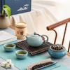 Chinese Celadon Ceramic Tea Set with Incense Burner