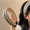 2pcs Wide Side Ribbon Banana Clip Sweet Women Woven Headband Black Knitted Hair Hoop  Daily