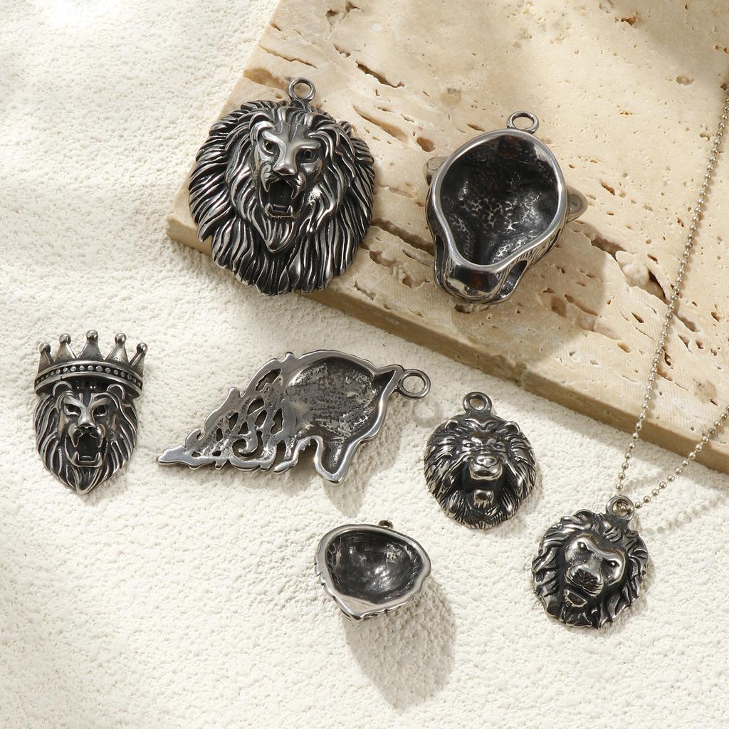 1 Stück 304 Edelstahl Anhänger Antik Silber Farbe Löwenkopf / Wolfskopf / Tigerkopf Anhänger Für DIY Halskette Schmuckherstellung
