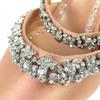 Excellent MANOLO BLAHNIK Mule VEDADAMU Crystal Jewel Trim Pointed Toe Satin 37.5 Used