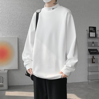 Teenager Sweatshirt Herren Imitation Deutscher Samt Halber Rollkragen Langarm T-Shirt für Herren mit Herbst Locker Paar Unterhemd