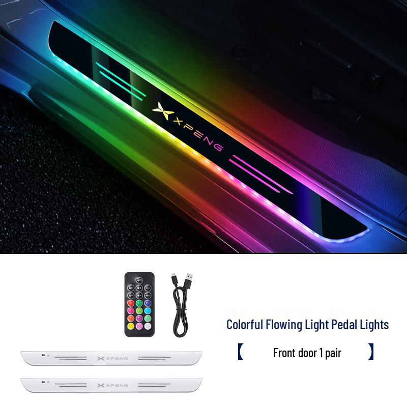 XPeng Car Luminous Door Sill Light - No Wiring Needed, Colorful LED Ambient Welcome Lights
