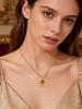 Fashion Flower Tiger's Eye Stone Pendant Necklace Women's Stainless Steel Twisted Chain Necklaces Natural Stone Jewelry