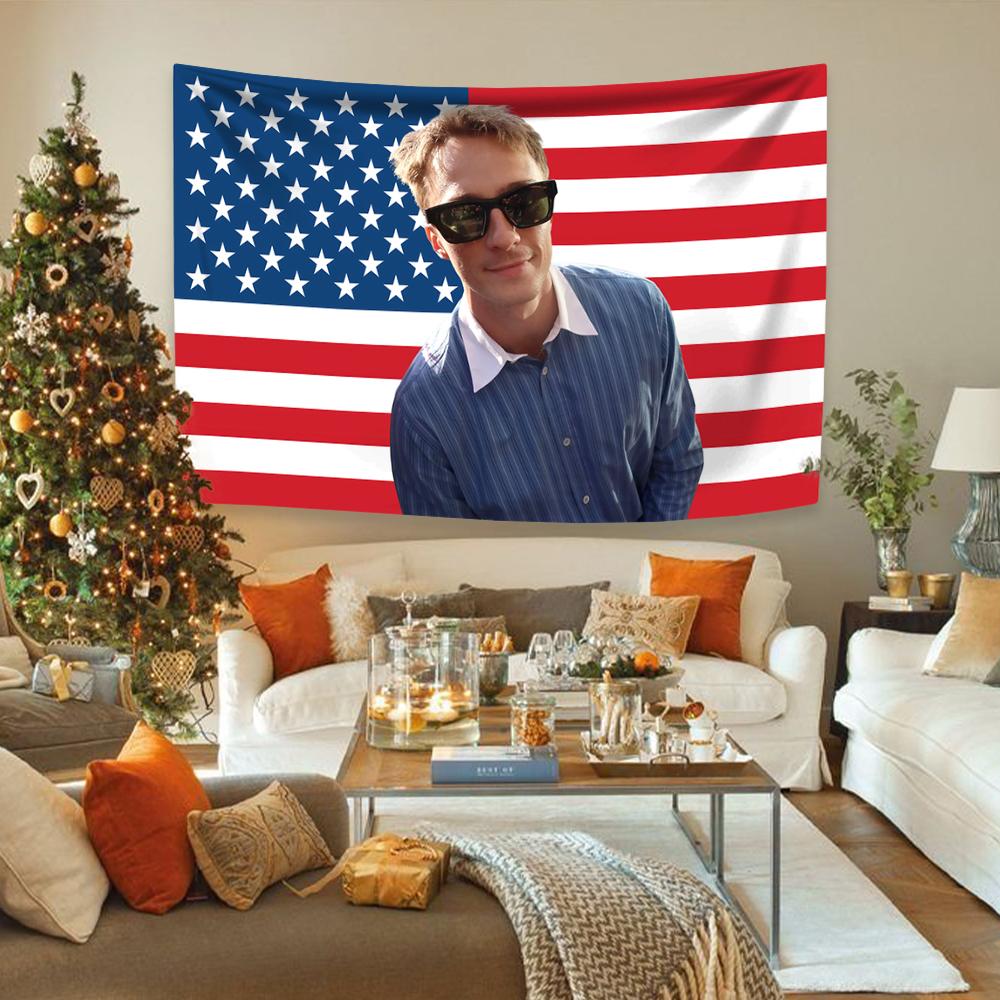 Drew Americká vlajka Starkeys Tapiserie Polyesterová tkanina Domácí dekorace Ložnice Kolej Pozadí Venkovní dekorace Vánoční dárek