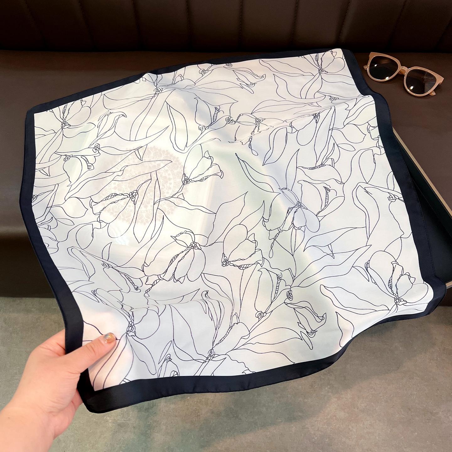 Women S Thin Square Scarf For Spring Summer Shirt Decoration Neck Protection 6565cm белый