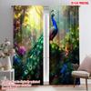 2pcs,2D Plane Printing Curtains Digital Printed Peacock Paradise Versatile Durable Polyester (without Rod) Room Decor for Living