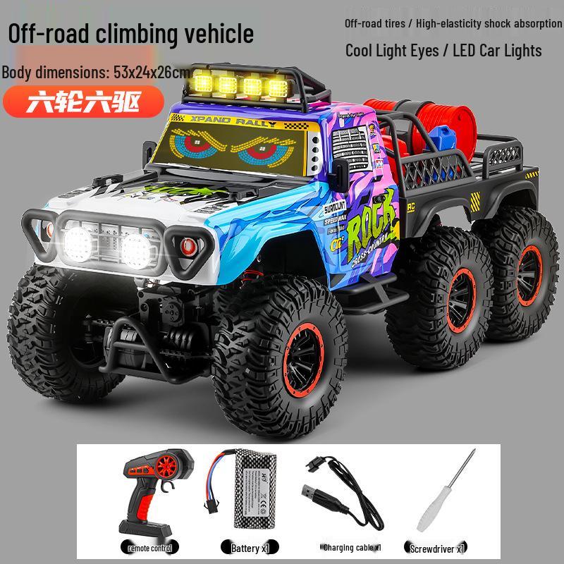 Six-Wheel Remote-Control High-Speed Off-Road Climbing Car with Lights & Music - Large Toy for Kids/Boys