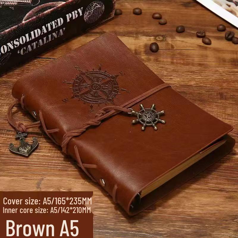 Vintage Pirate-Themed Loose-Leaf Journal - Kraft Paper & Doodle Diary