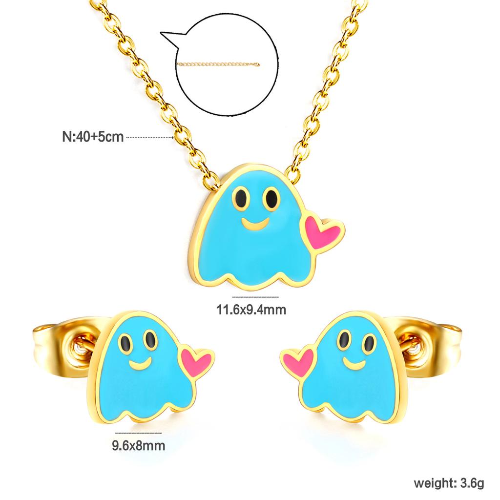 Sweet Strawberry Fruit Drip Oil Necklace Earrings Jewelry Set Cute Gift For Women Girls