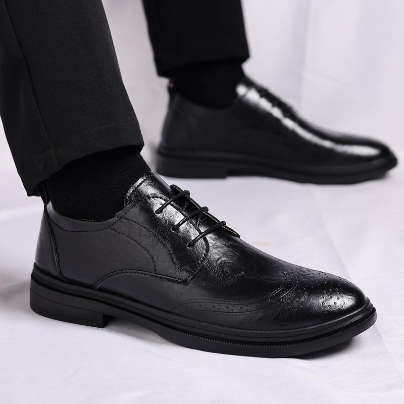 New spring men's shoes business casual British Brock leather shoes men's wedding shoes