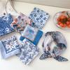 Flower Cotton Linen Print Scarves Floral Printed Silk Scarf Retro Square Handkerchief  Vacation