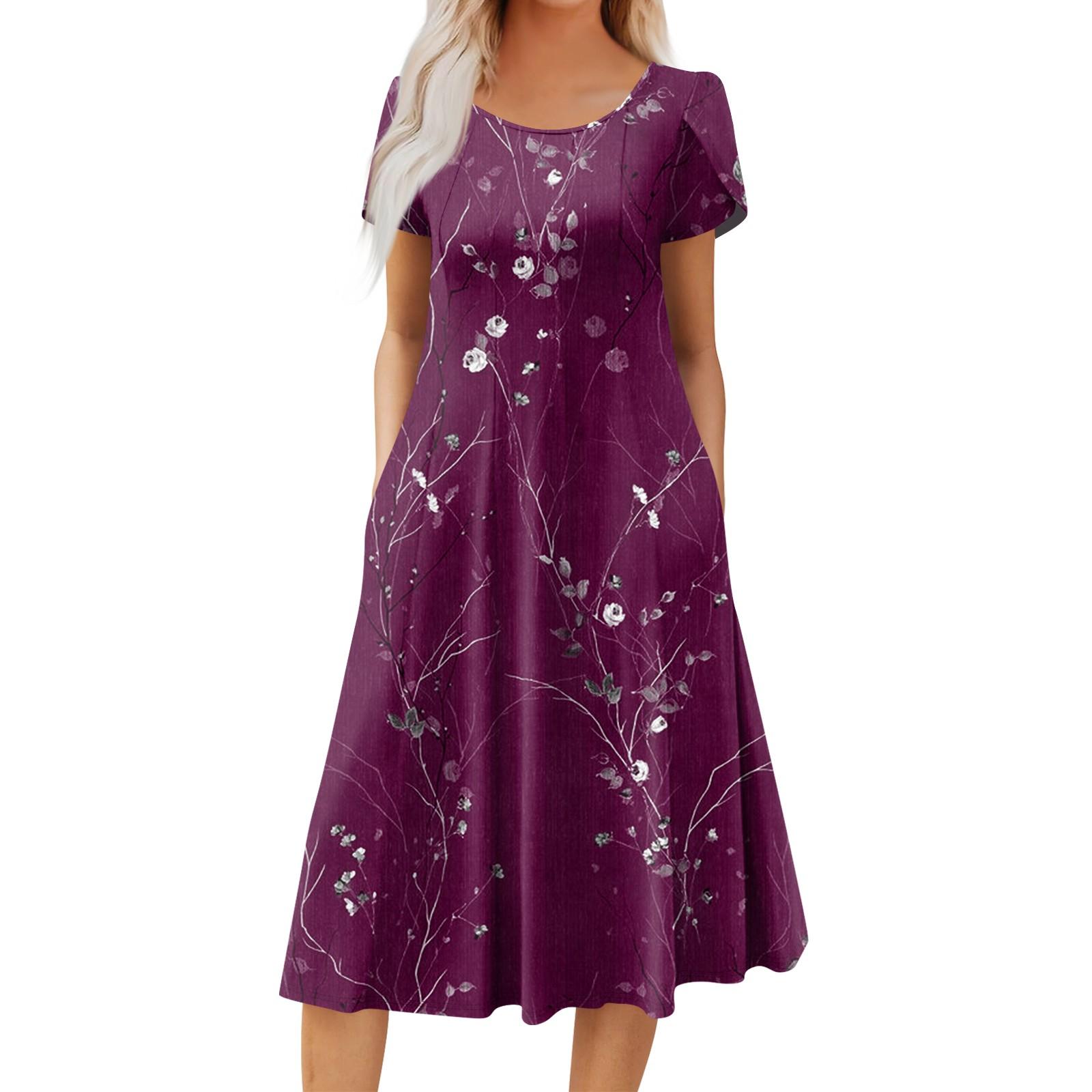 

Женское повседневное модное платье миди с круглым вырезом и коротким рукавом, модное свадебное платье для гостей XXL