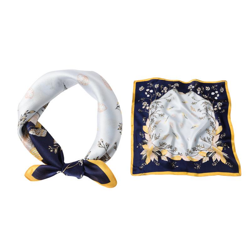 Silk small square scarf women s spring and autumn fashion flower mulberry silk printed scarf Hangzhou silk small scarf silk scarf women 53*53cm