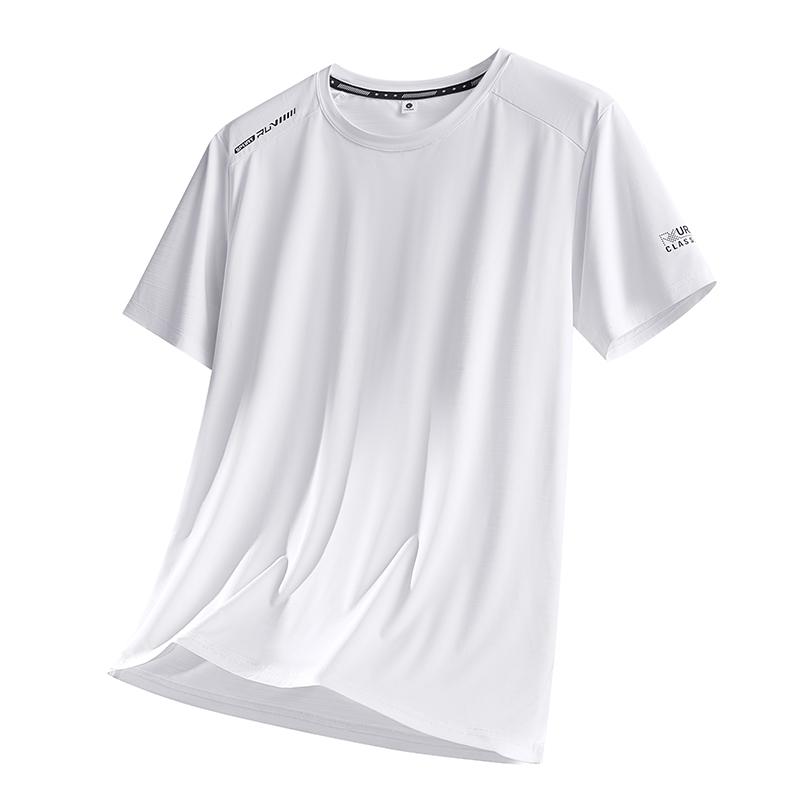 Ice Silk Short T-shirt Men's Fitness Ice Silk Half-sleeve Men's Breathable Mesh Loose Plus Fat Plus Size Sports Short-sleeved