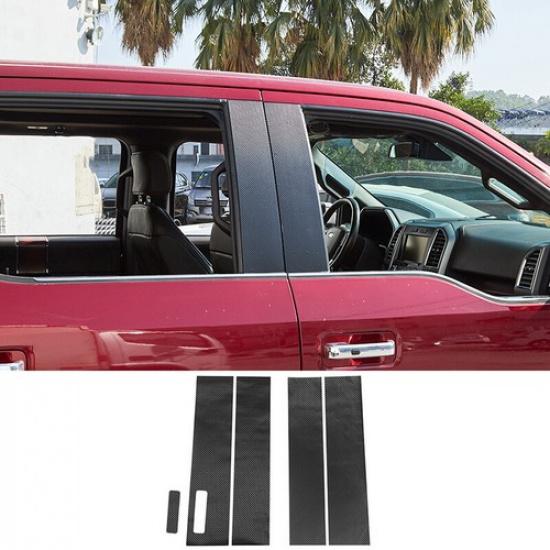 Carbon fiber Door Window Pillar Post Center Cover Decoration for Ford F150 2015+