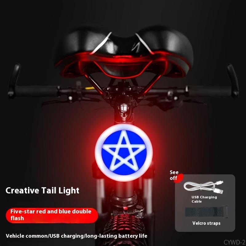 

Креативные задние фонари для велосипеда Наружные сигнальные огни USB перезаряжаемые Five-pointed