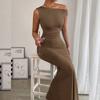 Women Sexy Mermaid Dress Off Shoulder Waist Ruched Sleeveless