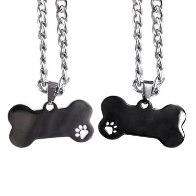 Dog Footprints Bone Pendant Necklace Clavicle Chain Necklace Simple Choker Thick Chain Necklace Jewelry for Women Men