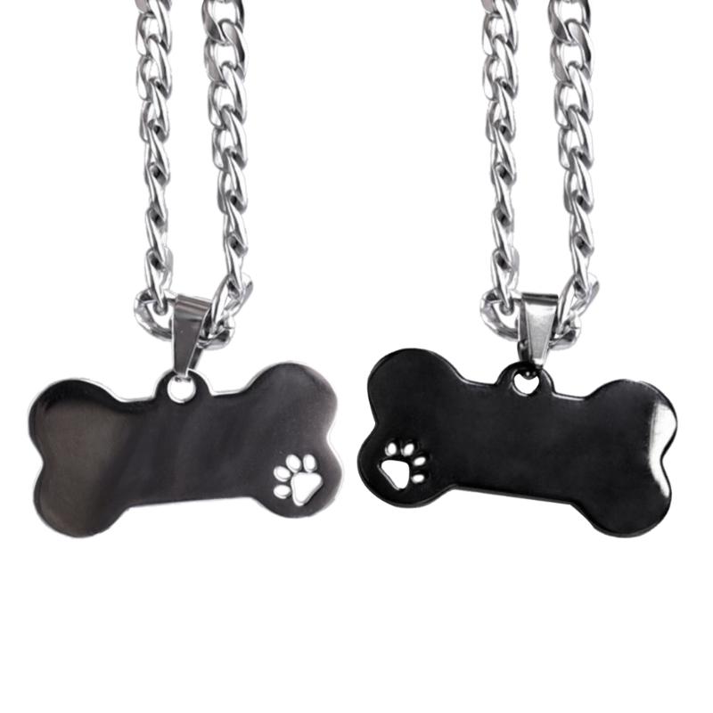 Dog Footprints Bone Pendant Necklace Clavicle Chain Necklace Simple Choker Thick Chain Necklace Jewelry for Women Men