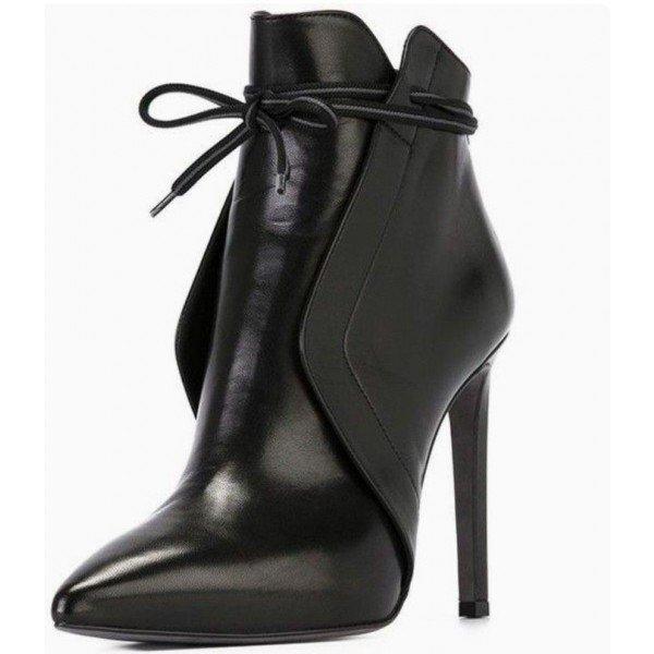 Winter New Women's Leather Boots Pointed and Back Zipper Short Boots