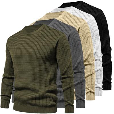 Men's Autumn Winter Knitwear Top Square Loose Round Neck Casual Bottom Long Sleeve Pullover Tops