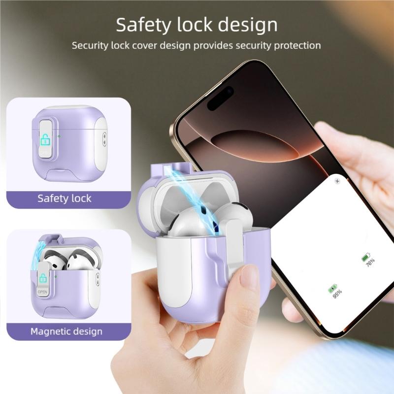 Secure Lock Design Protective Cover With Hiddens Phone Holder Compatible for Pro3 Earbuds Charging Case Shell Holder