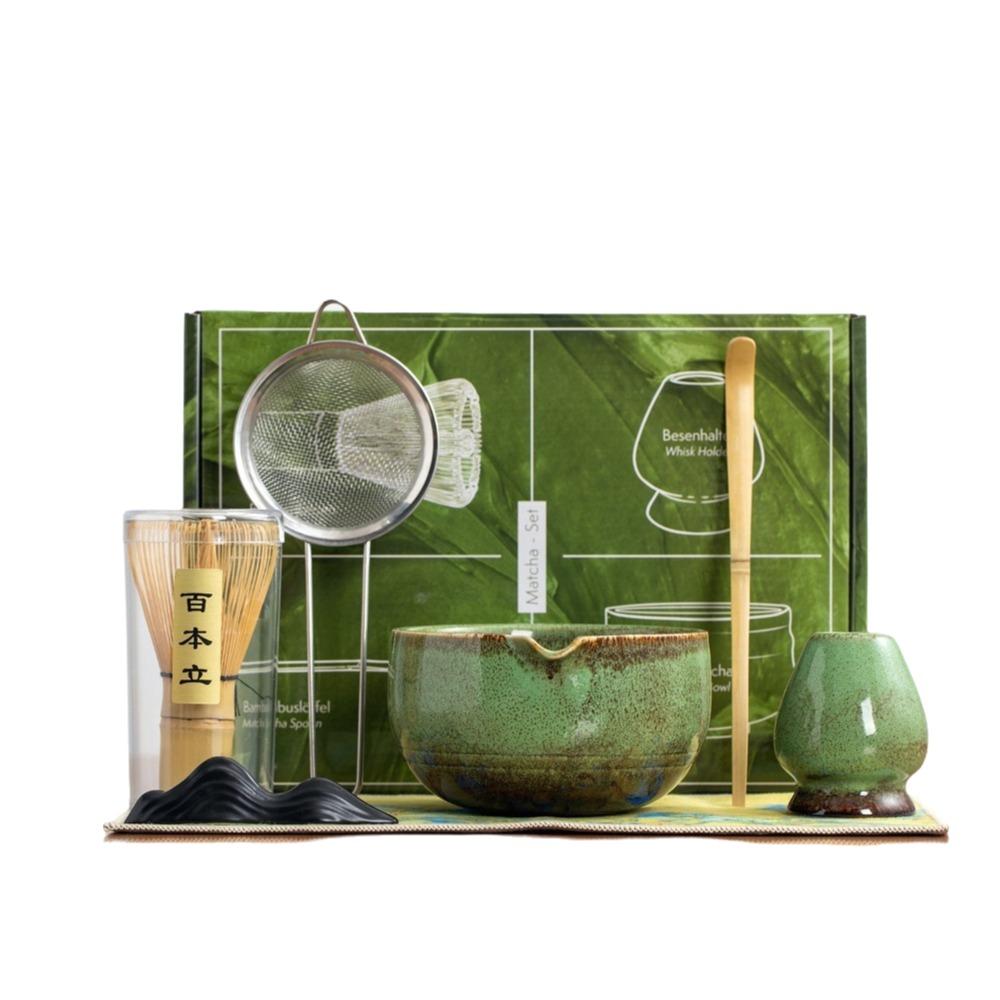Juego de Té Matcha de Cerámica de Bambú de 7 Piezas Reutilizable Chasen Japonés Batidor de Matcha Japonés Herramientas para Hacer Té