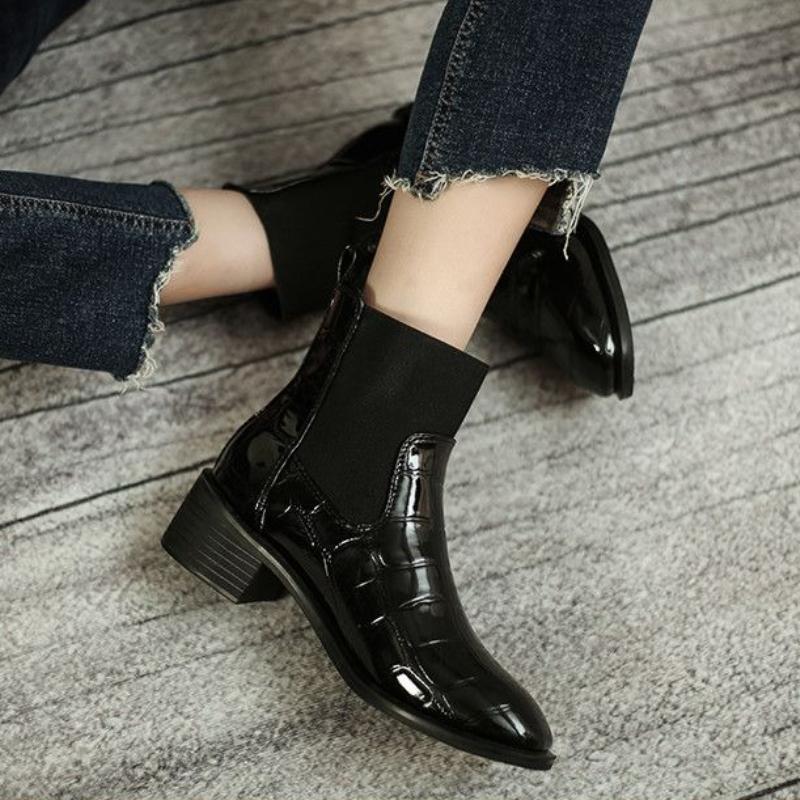Fashion Black Women's Sock Ankle Boots Autumn Winter Booties Elegant with Medium Heels Female Short Shoes Warm Comfortable Goth Footwear