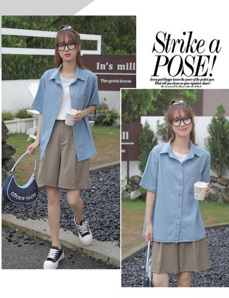 Korean Style Fashion Casual Retro Loose Short-Sleeved Top