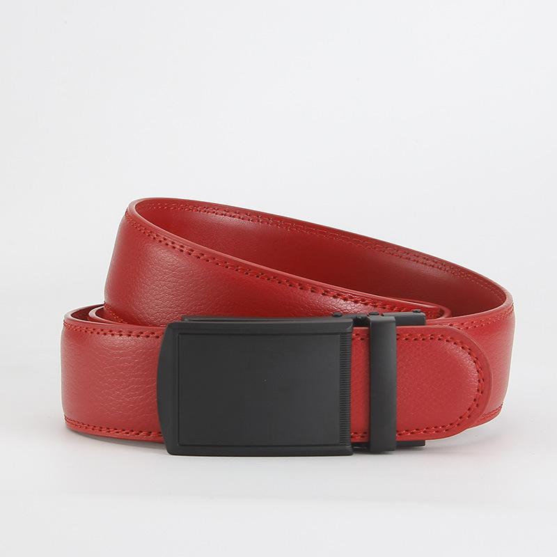 Dolly Road, Reverse Buckle Belt 3.5 Automatic Buckle Two-Layer Cowhide Belt, Men'S Leisure Belt