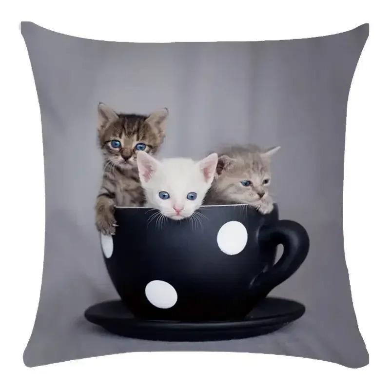 Home Decor Animal Cute Cat Print Pillow Cover Cushion Cover Living Room Accessories