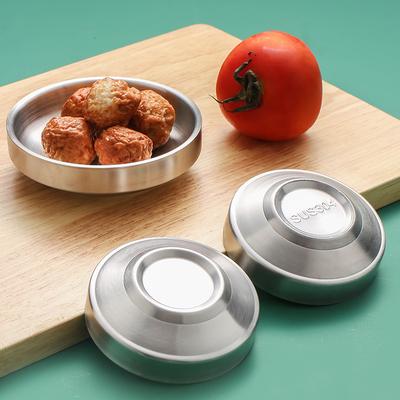 304 Stainless Steel Dish Round Dish Korean Kimchi Dish Double Sauce Dish Dipping Dish Cold Dish Seasoning Dish Cooking Bowl