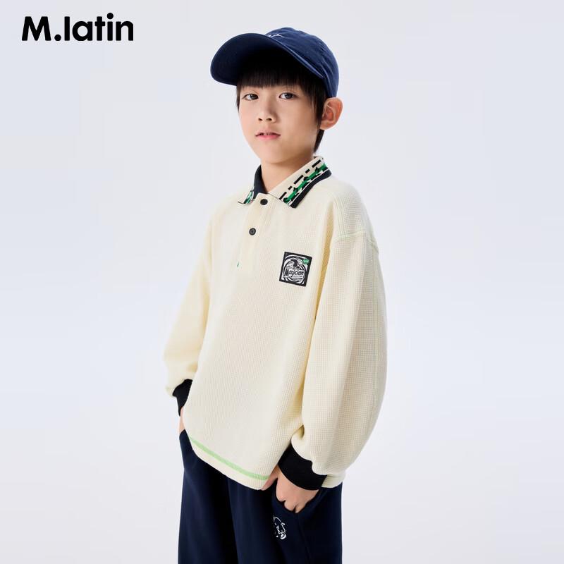 M.Latin Boys  Waffle Polo Long Sleeve T-Shirt 120