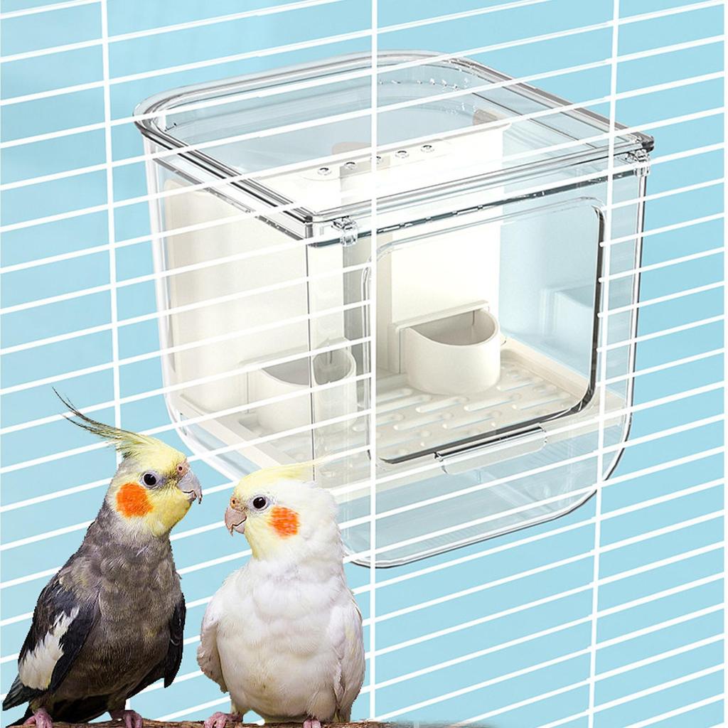 Bird Cage Feeder Clear Bird Food Dispenser Cage Food Dispenser For Conure Parrot Parakeet Cockatoo Canary Finch Cockatiel