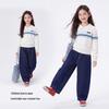Maglione a trecce con colletto polo stile Old Money per bambina