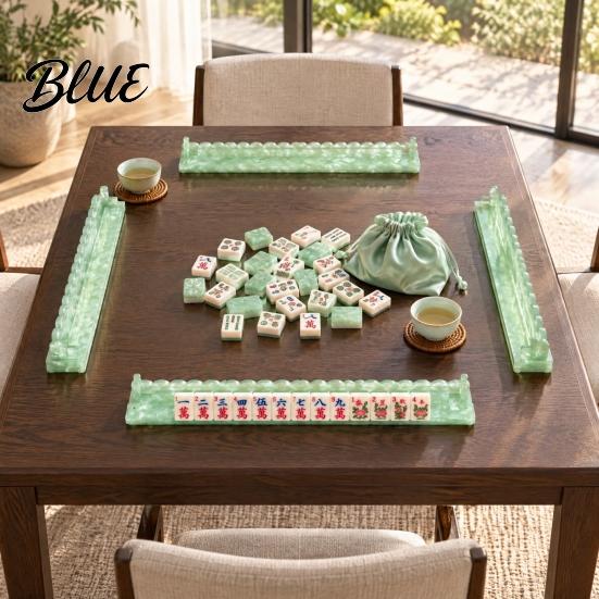 American Mahjong Tile Racks with Built-In Magnetic Pushers Acrylic Transparent Organizers Racks Scalloped Edges for Game Night Party Supplies