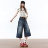 Trendy Summer Vintage Blue Loose Straight Denim Cropped Capri Pants Versatile Slimming Basic Daily Trousers