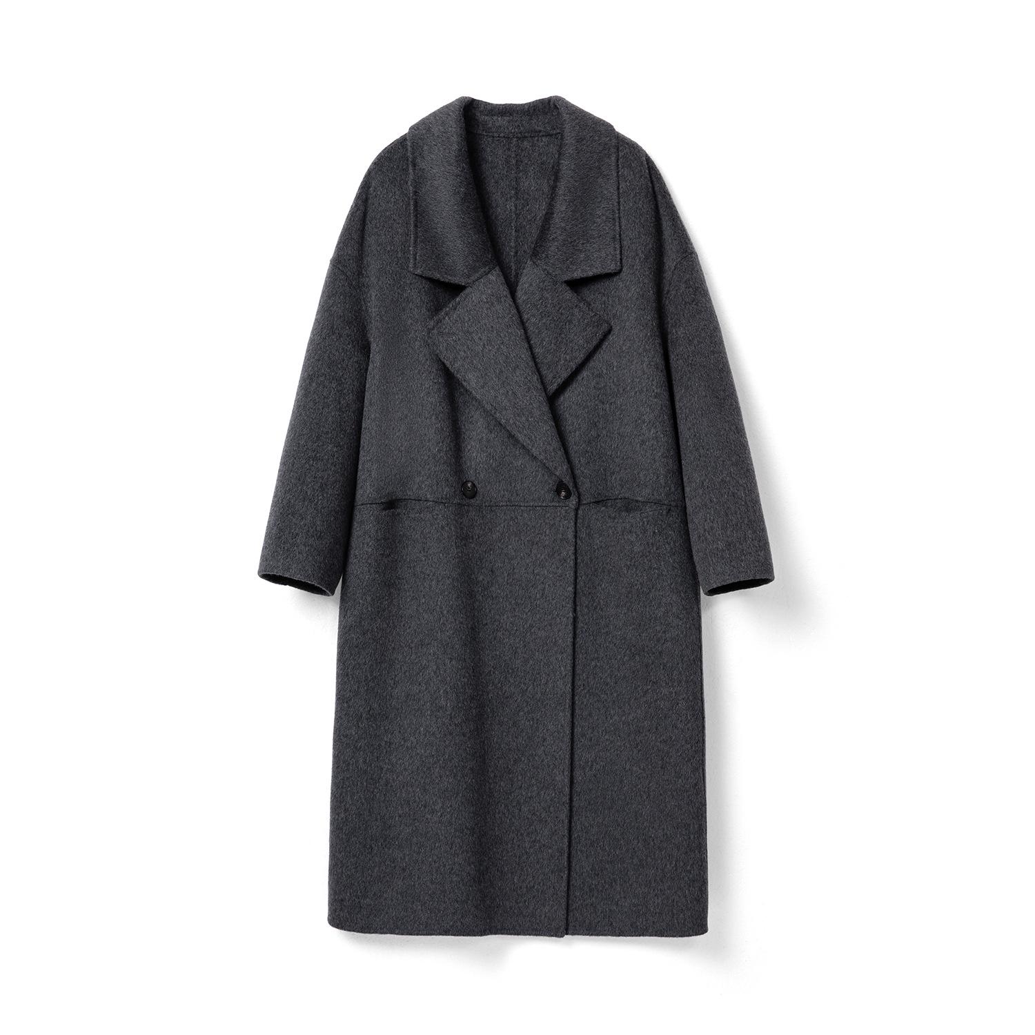 

Двустороннее длинное пальто из кашемировой шерсти на осень/зиму 2024 с лацканами пиджачного типа Small