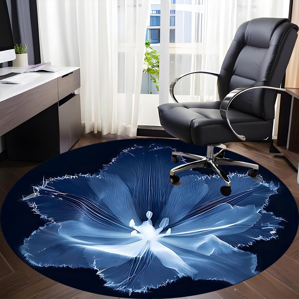 1pc Floral Bloom Office Round Area Rug, Indoor Mat Suitable For Office, Under Office Chairs Bedroom Living Room Home Decor, Room Deco 058